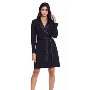 Adrianna Papell women black dress 10, Stretch Shawl Collar Long Sleeve Tuxedo